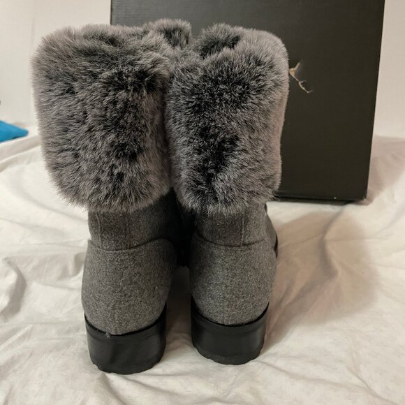 NIB Talbott's Grey Tish Cuff Faux Fur Ankle Boots Women's Sz 10 M MSRP $259.00 - Picture 4 of 16